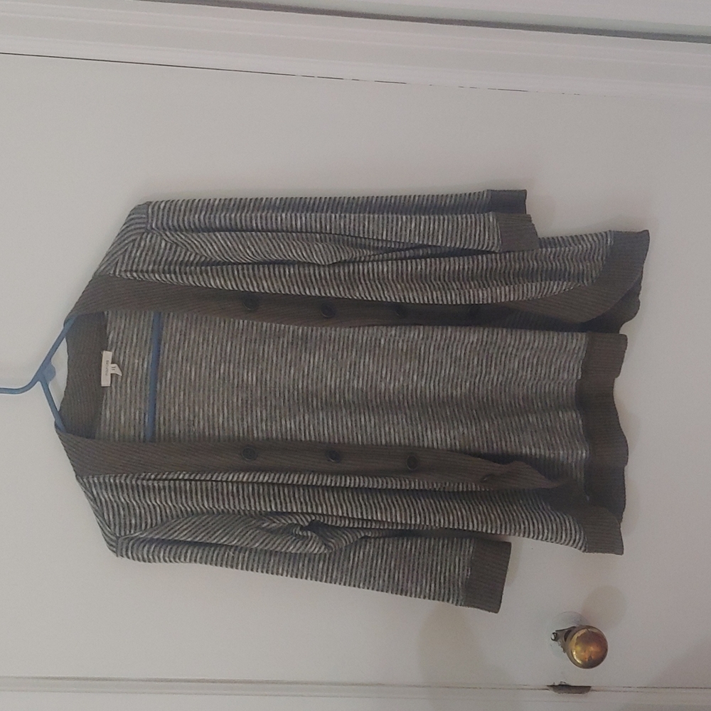 Maurices Green and white horizontally striped cardigan... Size=Medium